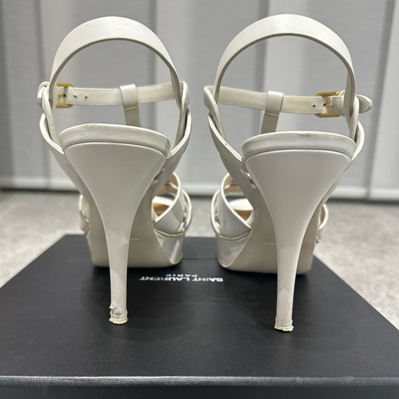 White Saint Laurent Tribute Sandals 75 *HARD TO FIND!* - Picture 3 of 11